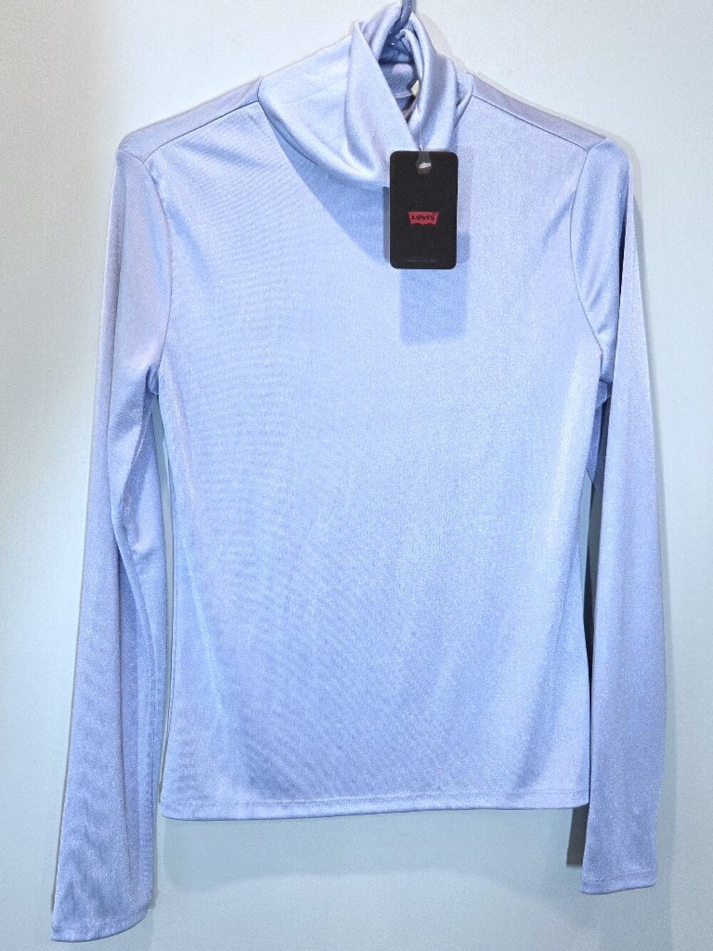 NWT Levi's Powder Blue Silky Turtleneck Shirt Size M